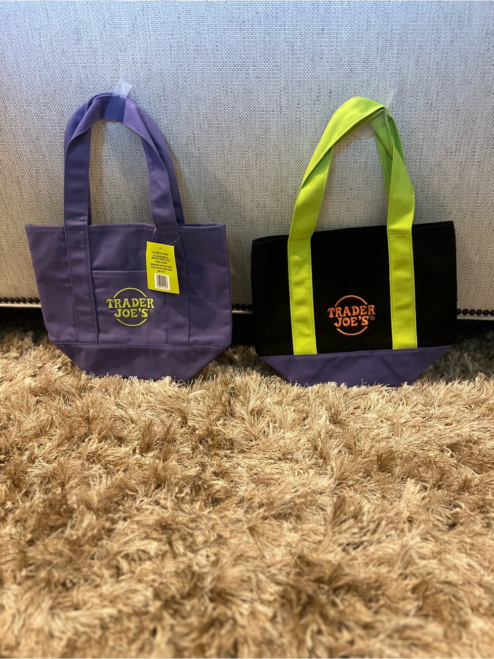 NWT Bundle Trader Joe's Mini Totes Black and Purple